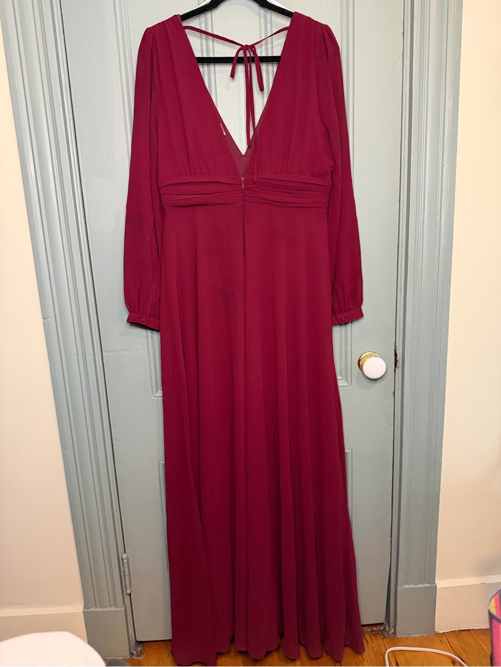 Lulu's Burgundy Long Sleeve Bridesmaid Dress - Picture 2 of 6